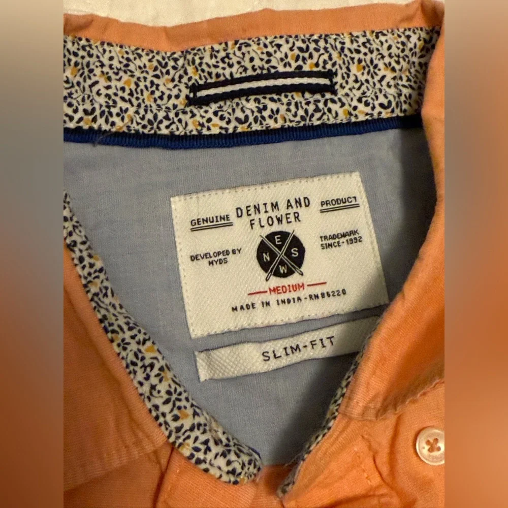 Denim & Flowers Men’s Button Up Shirt, size M - Picture 3 of 4
